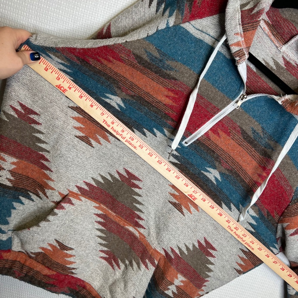 Womens Aztec Print Quarter Zip Hoodie Fleece Lined Casual Comfort Outerwear XXL - Picture 6 of 6